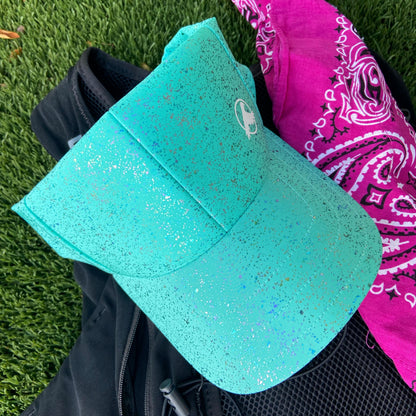 fresh turquoise mint, ultra running top knot bun visor