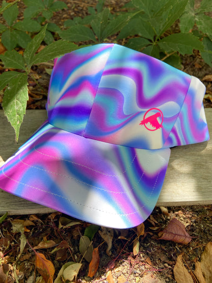 colorful hat for trail runners, trucker visor, top knot bun or high ponytail