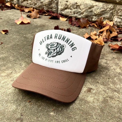 ultra running brown high visor, bear image